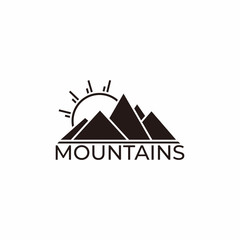 Fototapeta premium text mountain sun geometric design symbol logo vector