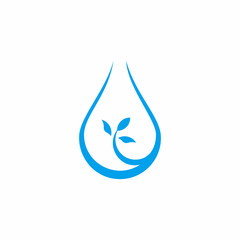 fresh leaf water drop simple geometric design natural symbol logo vector
