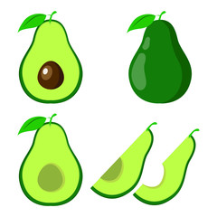 Avocado flat vector isolated on white background.