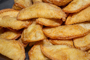 Brazilian snack, called pastel. Pastry background