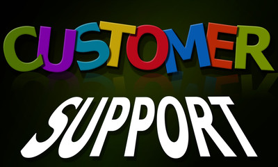 Customer support word composed of multicolored alphabet