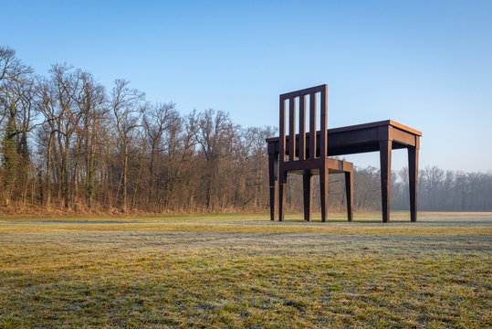 Artistic installation "Lo Scrittore" at the park of the Villa Reale in Monza in Italy