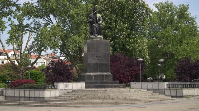 Monument to famous Serbian philologist Vuk Stefanovic Karadzic erected in 1937 in central Belgrade, Serbia