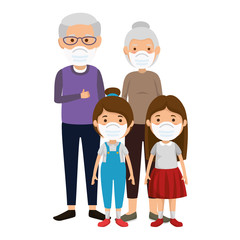 Obraz na płótnie Canvas grandparents with granddaughters using face mask vector illustration design