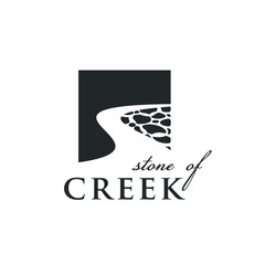 Road Street River Creek and stone logo design inspiration