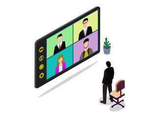 Illustrations flat design concept video conference.