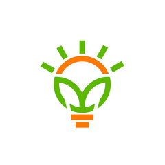 Bulb & leaf Creative idea logo design