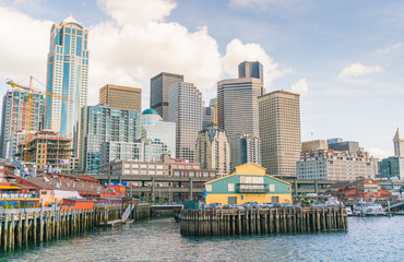 seattle waetr front on sunndy day,Seattle,Washington,usa.   for editorial use only..