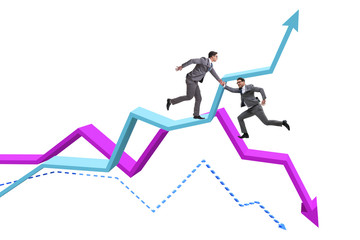 Businessman saving competitor during the crisis