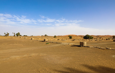 Fototapeta na wymiar Wells in the desert. Merzouga Morocco.