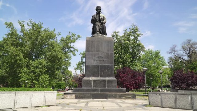 Monument to famous Serbian philologist Vuk Karadzic in central Belgrade, Serbia