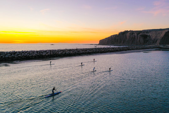 Paddle Boarding at sunset in Dana Point