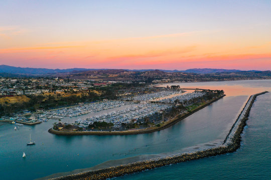 Sunset view of Dana Point Harbor