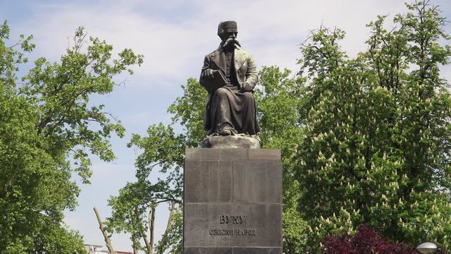 Monument to Vuk Karadzic, the major reformer of  Serbian language, Belgrade, Serbia
