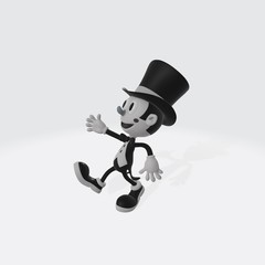 3d illustration of Vitange cartoon character. Cartoon avatar from old time movies.