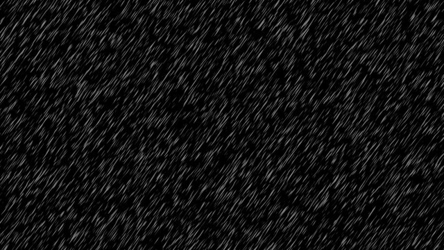Light rain isolated in black background for overlay