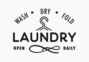 Laundry sign, wash, dry, fold, open daily for laundry room