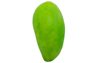 Mango fruit is placed vertically on a isolated white background.