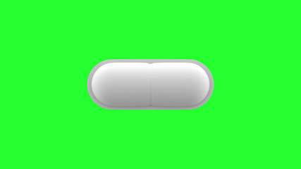 White pills isolated. Green Screen. 4K UHD. 3d rendering. 