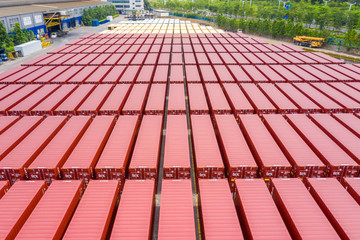 Aerial View of a Modern Container Terminal Factory in Xiamen, China