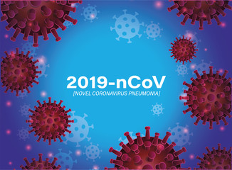 2019 ncov novel coronavirus and pneumonia in front of purple background vector design
