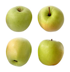 Set of green apples isolated on a white background