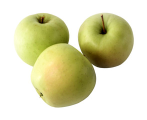 Set of green apples isolated on a white background
