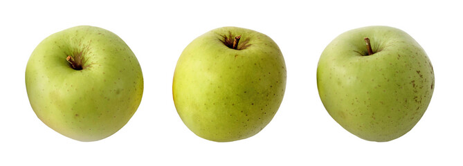 Set of green apples isolated on a white background