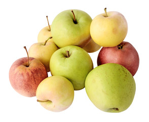 Set of color apples isolated on white background
