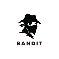 cowboy bandit with Bandana Scarf Mask illustration - obrazy, fototapety, plakaty