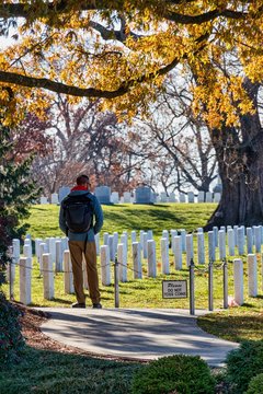 Guy In Autumn In The Cementery 