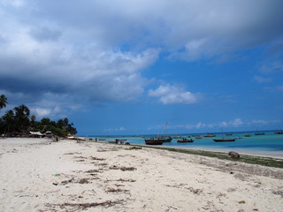 Emerald green sea and cloudy skies, Nungwi, Zanzibar, Tanzania