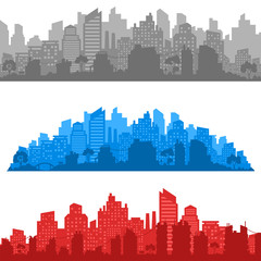 Fototapeta premium City landscape. City silhouette with windows. Vector Illustration