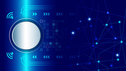 UI Hi-tec interface blue abstract digital technology with glowing particles, vector illustration