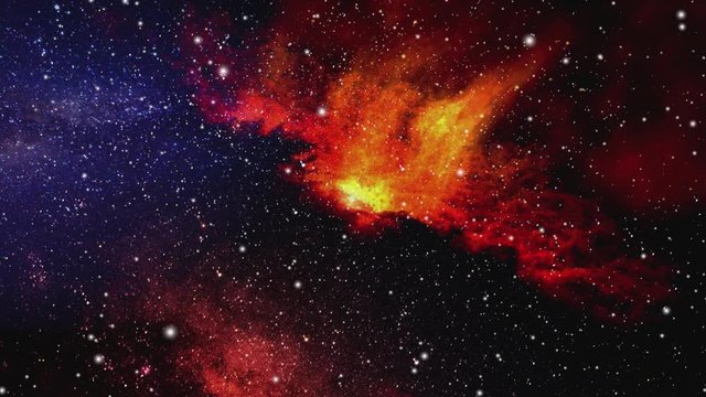 4k Space flight into a star field. Basic 3D rendering of a space flight into the Horsehead Nebula star field. Flying In Orion Nebula 4K is motion footage for scientific films and cinematic in space. 