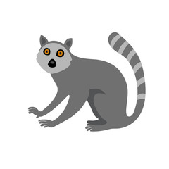Cute cartoon lemur. Vector flat illustration.