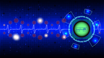 DNA molecules for Hi-tec interface blue abstract digital technology ,vector illustration
