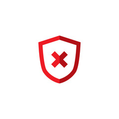 Shield Logo Template with Red Cross Sign, Shield Icon