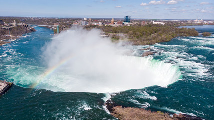 Obraz premium Fall At Niagara Falls. Aerial View Of One Of The Most Popular Tourist