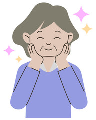 幸せそうな年配女性。