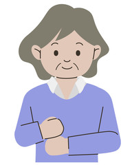 アイデアを思いつく年配女性