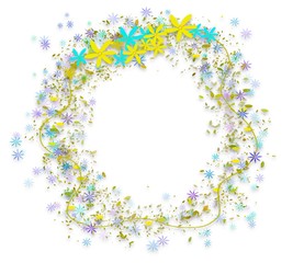 Fototapeta na wymiar illustration flowers and leaves painting isolated on white background 