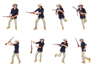 Funny hunter wearing safari hat © Elnur