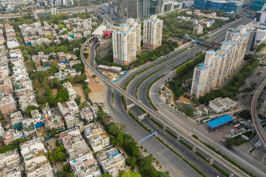 Gurgaon drone aerial view during Coronavirus Lockdown