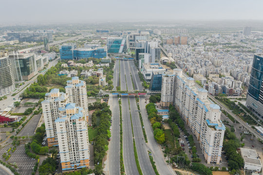 Gurgaon drone aerial view during Coronavirus Lockdown