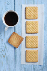 Obraz na płótnie Canvas Square cookies and coffee