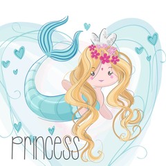 Cute animal cartoon animal mermaids illustration for kids