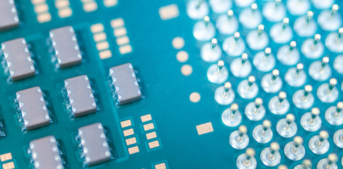 Closeup CPU or Central Processing Unit from motherboard, macro shot microprocessor unit of computer...