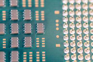 Closeup CPU or Central Processing Unit from motherboard, macro shot microprocessor unit of computer...
