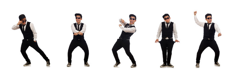 Funny young man isolated on white